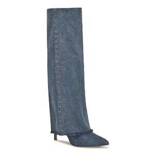 Nine West Rhoree Knee High Dress Boots | Blue Denim | Size US 10